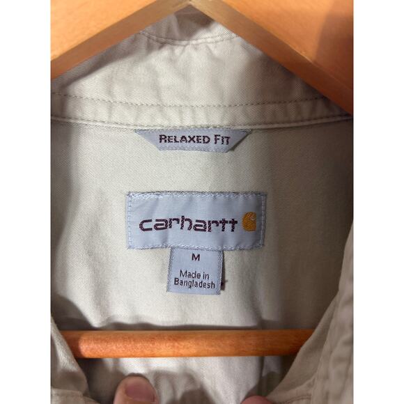 Carhartt Button Down Medium Tan 100382 Short Sleeve Workwear Utility Safari - Picture 6 of 10